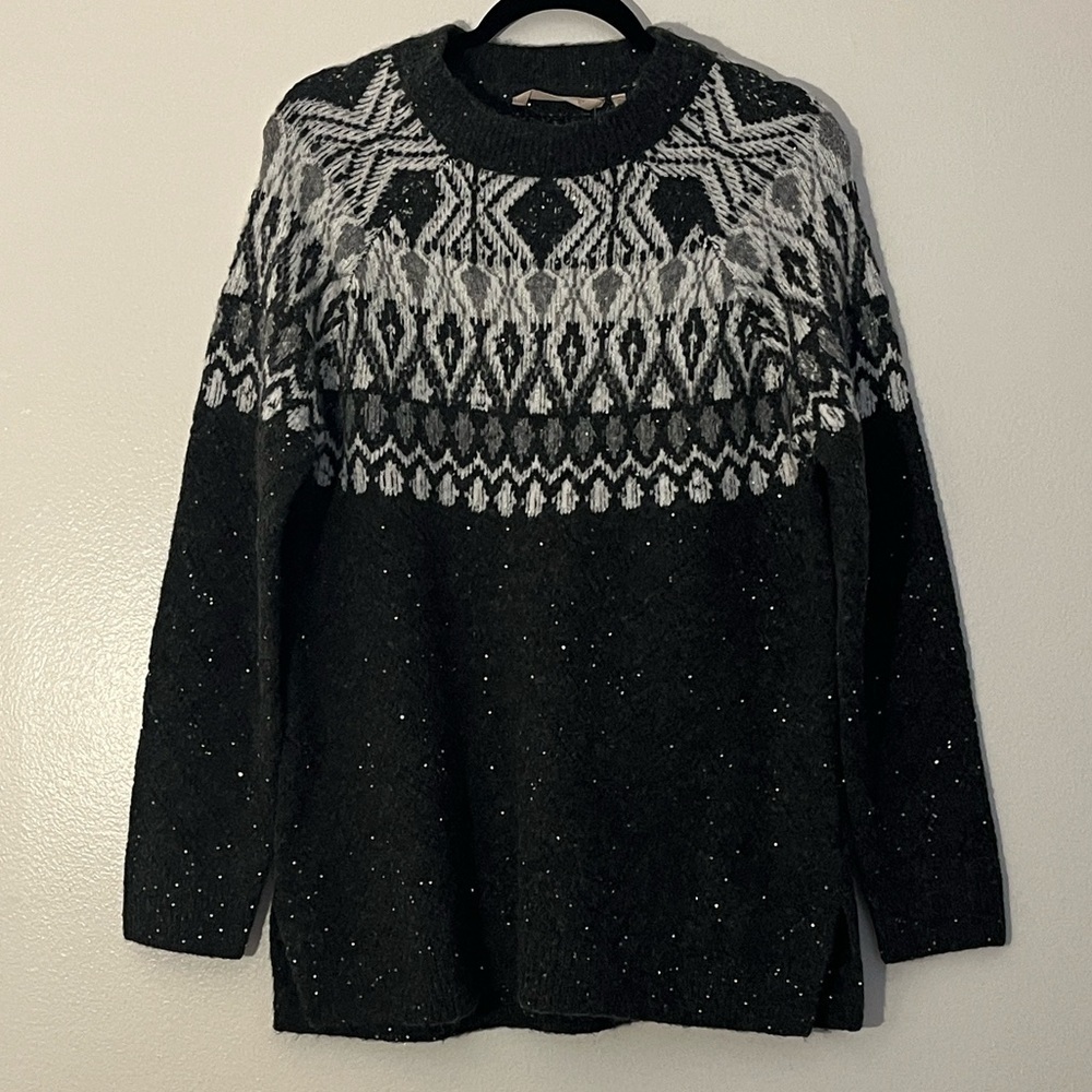 Soft Surroundings | New Fair Isle Seelie sweater Womens size L sequins soft cozy - Picture 9 of 9